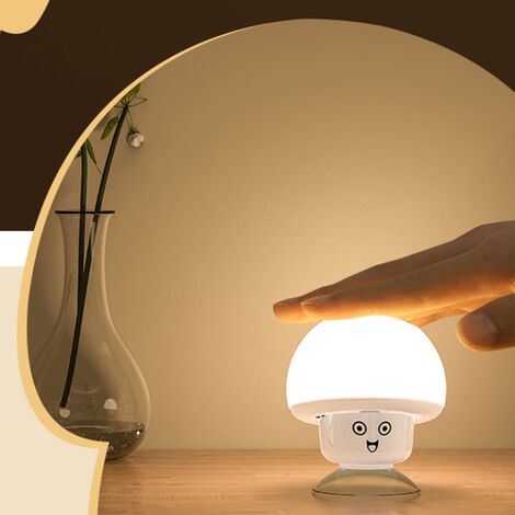 Veilleuse Champignon avec Lumière Chaude Autonomie 6 heures, Lampe