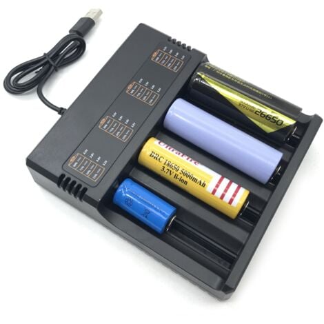 Chargeur Smart 18650 à 4 Emplacements Chargeur de Batterie au Lithium Chargeur  Universel de Batterie USB