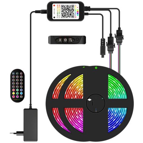Bande Lumineuse LED Chambre SMD5050 Smart App Music Sync RGB Light Strip  avec TéLéCommande pour la