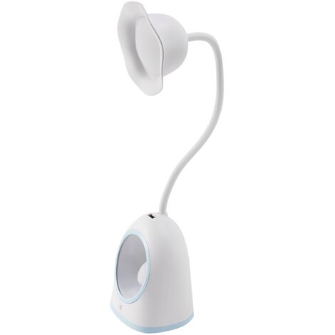 Lampe de bureau blanche avec tête articulée et base téléphone