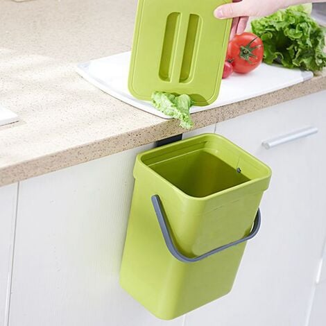 Bac à compost de cuisine, poubelle de 9l, comptoir ou sous évier, petite  poubelle suspendue avec couvercle pour B