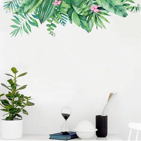 Pi Ces Plante Verte Fleurs Sticker Mural Amovible Feuille Fra Che Plantes Vertes Stickers