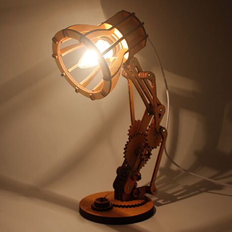 Lampe de Table en Bois Bricolage Lampe de Bureau Assembler Personnalité en  Bois Lampe de Bureau