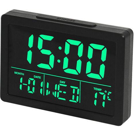 Horloge Numérique Solaire de Voiture Affichage LCD de Température de Date -  Lumière Verte