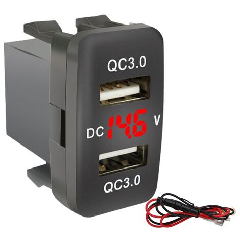 Prise USB de voiture Chargeur de voiture Double prise USB Charge rapide  avec borne de voltmètre à affichage numérique rouge DC12V