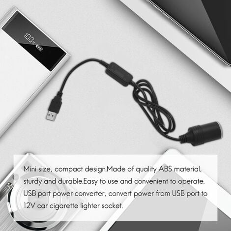 Adaptateur 5 V USB C vers Allume-Cigare, 11,8 Pouces 5 V USB C Mâle vers 12  V Voiture Allume-Cigare Femelle Convertisseur Plug and Play, USB Mâle vers