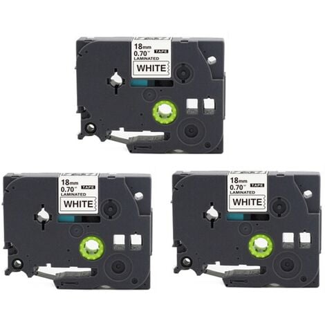 4 x cassette de cassette noir sur bande d'étiquette blanche 12mm x 8m,  compatible Brother A