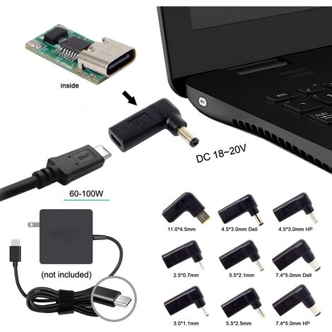 Adaptateur secteur 87W Chargeur portable avec câble de charge de 1,8 m  Type-C, fiche UE, pour MacBook, Xiaomi, Huawei, Lenovo, ASUS et autres  ordinateurs portables (Blanc)