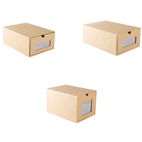 3 Pièces Boîte de Rangement en Carton Kraft Épaissi Bricolage Boîtes de  Rangement en Carton Visible