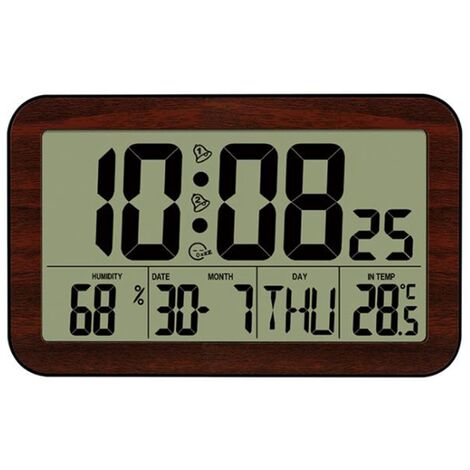 Acheter Horloge murale numérique Led 12/24h, luminosité réglable, affichage  de la température et de l'humidité, réveil de Table
