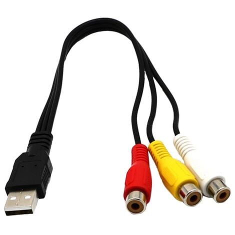 Adaptateur audio vidéo USB 2.0 A femelle vers 3 RCA mâle câble AV PC TV  auxiliai