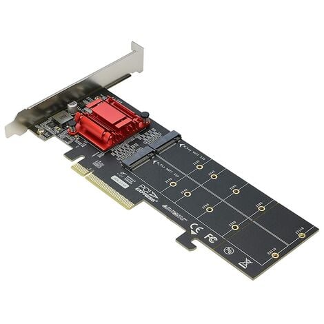 Double Adaptateur PCIe NVMe, Support de Carte M.2 NVMe SSD Vers PCI-E 3.1  X8/