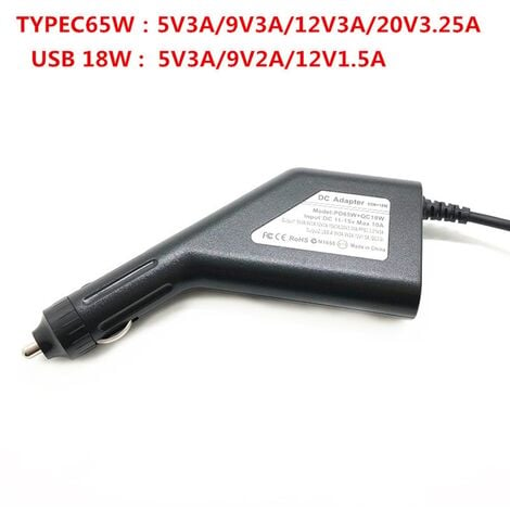 Nouveau 65W USB C Prise Chargeur de Voiture 12V pour Portables: PD