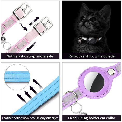 Airtag Collier pour chat avec clochette, collier réfléchissant Air Tag avec  sangle réglable sûre, collier pour chat avec support Airtag étanche  compatible avec Apple Airtag pour chat, chien, chaton chiot : 