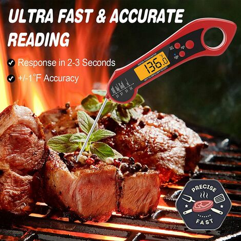 Grand LCD numérique cuisson des aliments viande fumeur four cuisine  barbecue gril thermomètre horloge minuterie avec sonde en acier inoxydable