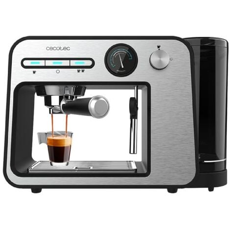 Cecotec Cafetera Espresso Compacta Power Espresso 20 Pecan. 1100W, 20  Bares, Sistema Thermoblock, Vaporizador Orientable, Brazo Portafiltros con  Doble