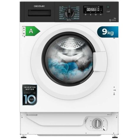 Cecotec Lavadora 9Kg Integrable Bolero DressCode 940 BI Inverter A. 1400RPM Máximas Regulables, 16 Programas, Bajo Consumo, Motor Inverter Plus, SteamMax, Delay Start, Aclarado Extra