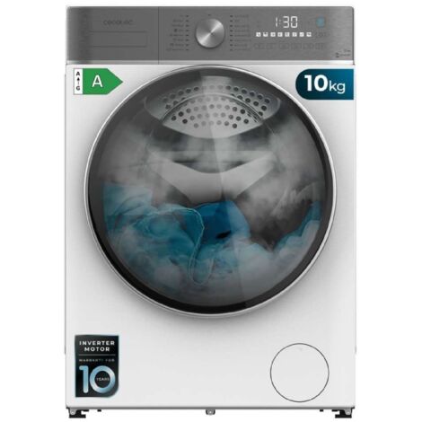 Cecotec Lavadora 10Kg Carga Frontal Bolero DressCode 10800 Inverter A 2000W, 1400 rpm, 16 Programas, Motor Inverter Plus, Vapor SteamMax, Lavado Inteligente, Detector de Carga