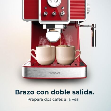Cecotec Cafetera Express Power Espresso 20 Tradizionale Light Red. 1350 W,  Tecnología ForceAroma de 20bars, Vaporizador
