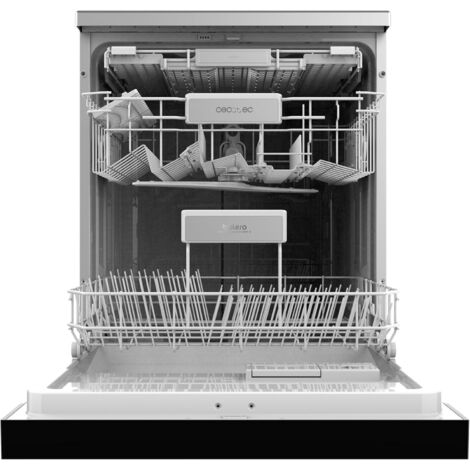 Cecotec Lavavajillas Independiente de 60 cm Bolero Aguazero 6200 Inox D. 14 Cubiertos, 6 Programas con Dual Zone Wash, Dry+, Turbo Dry+, Media carga, Delay Start