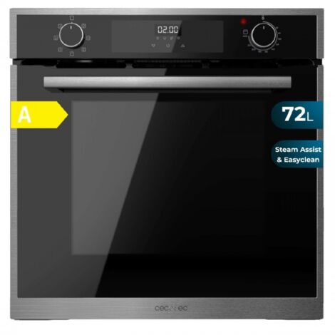 Cecotec Horno Multifunción Integrable 60cm Bolero Hexa M226000 Edge A. 2800W, 72L, 7 Funciones, Modo Grill, Fan Assisted Grill, Modo Convección, Defrost, Steam Base X2, Steam EasyClean, Steam Assist