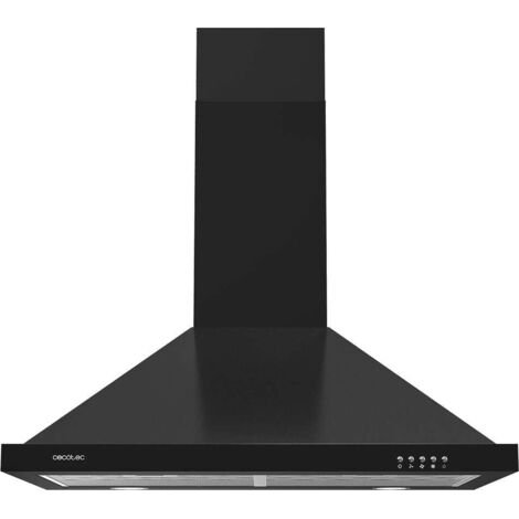 Cecotec Campana Extractora Piramidal de 60cm Bolero Flux PM 604300 Black C. Motor 105W Succión 430m3/h Control Mecánico 3 Niveles de Potencia