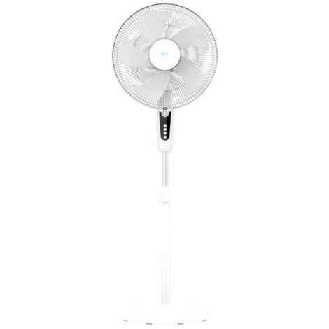 Cecotec Ventilador de Pie EnergySilence 515 MaxFlow White. 45W, Diámetro de 16", 5 Aspas, Temporizador 1h, 3 Velocidades y Oscilación Automática, Altura Regulable hasta 135cm