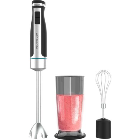 Cecotec Batidora de Mano PowerGear 1500 XL Cream. 1500W de Potencia, Pie Extralargo Antisalpicaduras, 21 Velocidades + Turbo, Recubrimiento Soft Touch, Accesorios incluidos