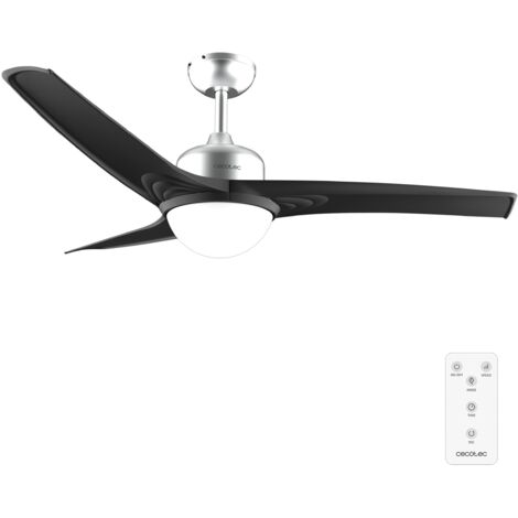 Cecotec Ventilador de Techo con Luz EnergySilence Aero 560 IronBlack. 60W, Diámetro 52”, luz LED de 18W, Mando a distancia, Temporizador programable, 3 Velocidades y 3 Aspas. Modo winter/summer