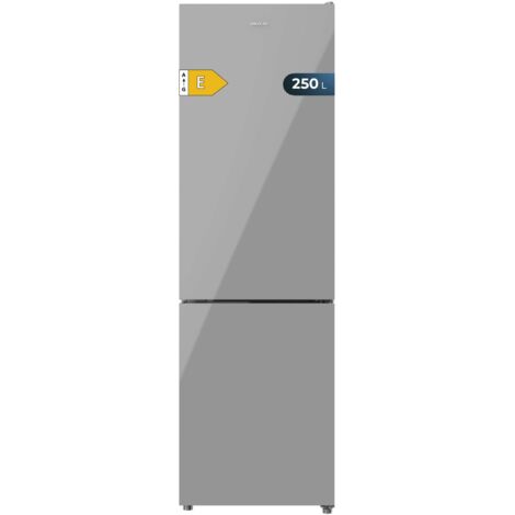Cecotec Frigorífico Combi Bolero CoolMarket Combi 250 Grey Glass E. Clase Energética E Frigorífico Combi Cristal Gris 180X55Cm, 250L, No Frost, Multi Air Flow, Sistema Fast Cooling