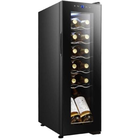 Cecotec Vinoteca Nevera para Vinos 12 Botellas Bolero GrandSommelier 1250 CoolCrystal Compressor. Libre Instalación, Temperatura Ajustable de 8-18ºC, Panel Táctil, LED
