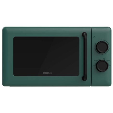 Cecotec Microondas Mecánico de 20L Proclean 3010 Green. 700 W, 6 Niveles de Potencia, Modo Descongelación, Señal de Fin de Cocción, Lámpara Interior, Temporizador hasta 30mins, Diseño en Verde