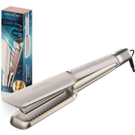 Cecotec Plancha de Pelo con Aire Air Lisse Champagne. 600W, Protege el Cabello, Tecnología Iónica, Keratina y Aceite de Argán, 3 Modos y Motor BLDC, Todo Tipo Cabellos, 3 Temperaturas y 3 Velocidades