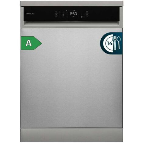 Cecotec Lavavajillas 60cm Bolero Aguazero 6800 Inox A. 14 Cubiertos, Bajo Consumo, Motor Inverter Plus Duo, 8 Programas, Lavado Automático, Limpieza con Vapor, Limpieza Interior y Media Carga