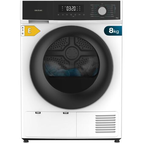 Cecotec Secadora de Ropa 8Kg Bomba de Calor Bolero Dresscode Dry 8330. Clase Equivalente A++, 15 Programas y Funciones como Secado Automático, Planchado Fácil, Stop&Go, Delay Start y KidLock, Blanco
