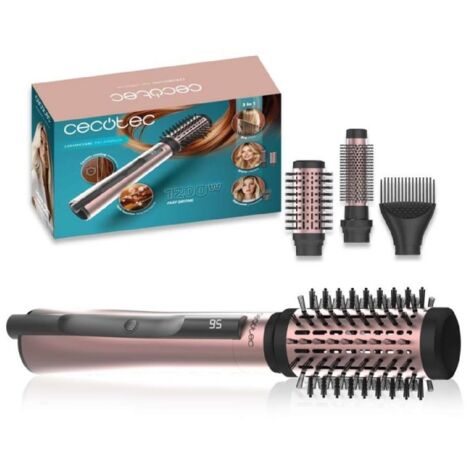 Cecotec Cepillo de Aire con Función Iónica CeramicCare 3in1 AirBrush. 1200W, Seca, Moldea y Da Volumen, Pantalla