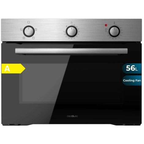 Cecotec Horno Integrable Convencional de 56L Bolero Hexa C134500 Glass Black A. 2600W, 4 Funciones, Modo Convección, Steam Base X2, Bajo Consumo, Fácil Limpieza, Ventilador, 3 Posiciones