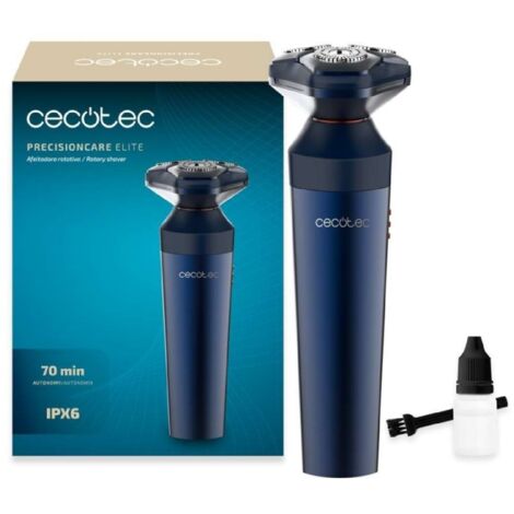 Cecotec Afeitadora Rotativa PrecisionCare Elite. Autonomía 70 minutos, Cuchillas de Acero Inoxidable, Resistente al Agua IPX6