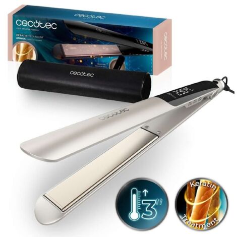 Cecotec Plancha de Pelo Estrecha con Cable Lisse Keratin Essence Champagne
