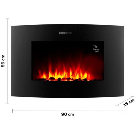 Cecotec Chimenea Eléctrica Decorativa 35î con Mando y Wifi ReadyWarm 3560 Curved Flames Connected. Máxima Potencia 2000W