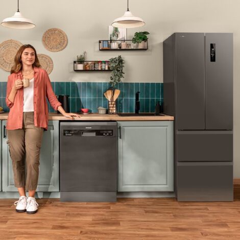 Cecotec Frigorífico puerta francesa Bolero CoolMarket Combi F2D 400 Grey Glass E