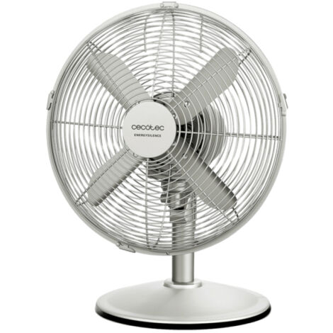Cecotec Ventilador de Sobremesa EnergySilence 610 SteelDesk. 40 W, Acabado en Acero, Diámetro 12" con 4 Aspas, 3 Velocidades
