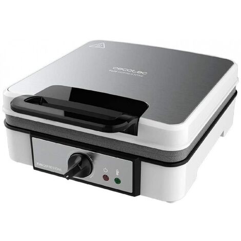 Gofrera de acero inoxidable, cocina 4 gofres a la vez, revestimiento antiadherente Rockstone y temperatura ajustable.