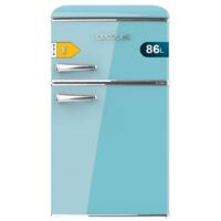 Cecotec Nevera Pequeña Frigorífico 2 Puertas Retro 86L Bolero CoolMarket 2D Origin 86 Blue E. 89,3cm de Alto y 48,7cm de Ancho, Clase Energética E, Icebox, Luz Interior y Tirador Cromado, Azul