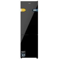 Cecotec Frigorífico Combi Bolero CoolMarket Combi 250 Black Glass E. Clase Energética E Frigorífico Combi Cristal Negro 180X55Cm, 250L, No Frost, Multi Air Flow, Sistema Fast Cooling
