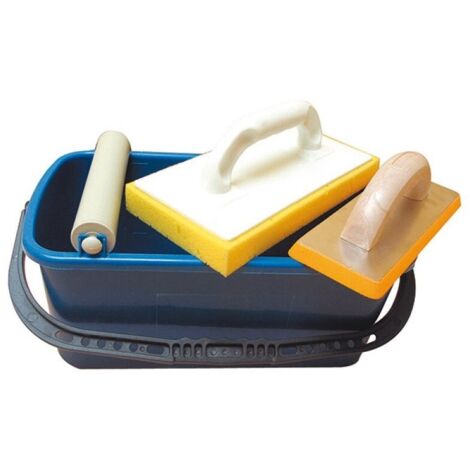 Kit bac à joints 10 L – Bac gradué 10L pour carrelage – Rouleau d’essorage et taloche caoutchouc inclus – Finition parfaite – Mejix