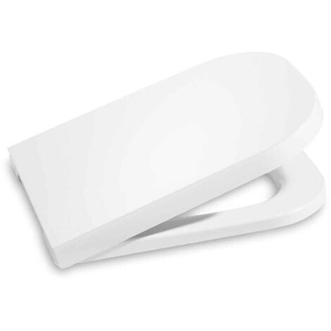 Roca – Abattant WC carré blanc – Siège coussiné avec système Softclose – Dimensions 45,3 x 35 x 48 cm – Compatible toilettes The Gap - A801472004