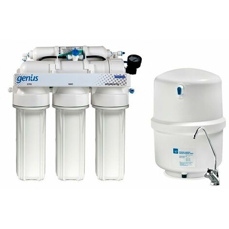 Osmoseur 5 étages Genius 4/75 – Manomètre – Vanne de rinçage – Production 100L/jour – Rejet supérieur à 90% – ATH