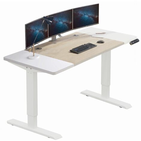 Bureau assis debout réglable en hauteur électrique 160x76cm – Structure en acier – Capacité 80kg – Moteur silencieux 50dB