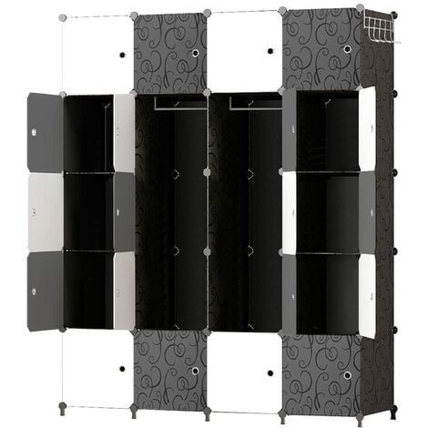 FREOSEN Armoire de Chambre 16 Cubes + 4 Cubes Chaussures, Meuble Rangement  Penderie Plastique 16 Cubes